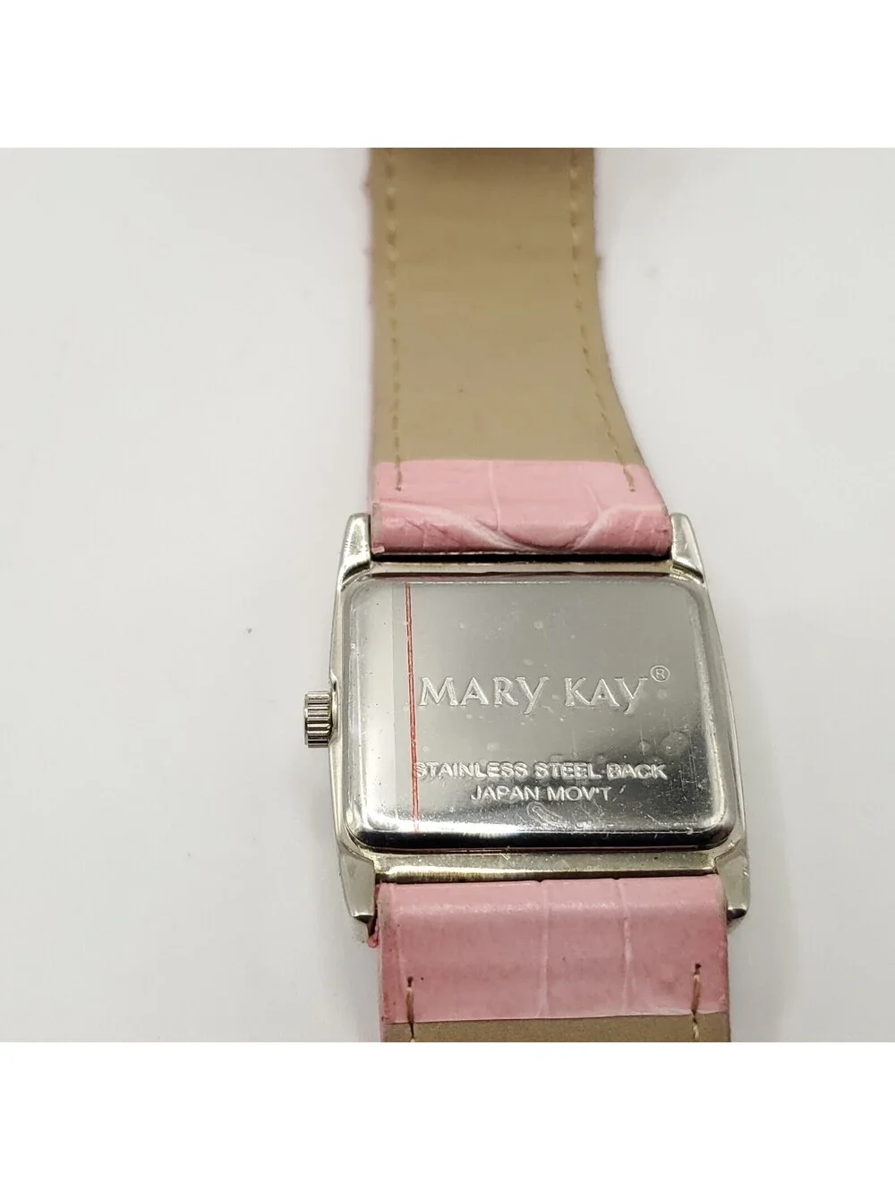 Mary Kay Quartz Rhinestone Bezel Pink Square 28mm Womens Watch New Battery